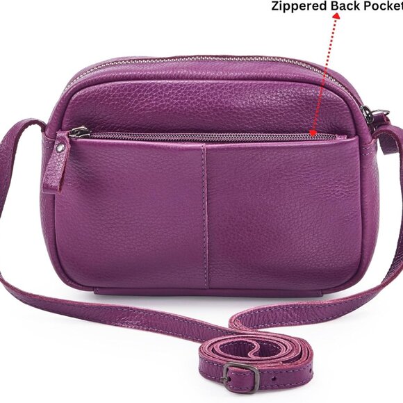 Women’s Leather Crossbody Bag Mini Soft Pebbled Purse Card Case - Picture 4 of 5